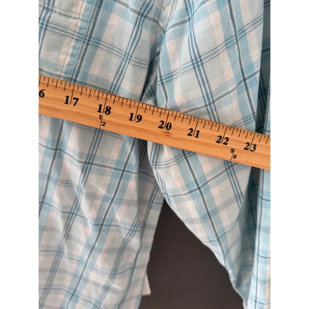 LL Bean Womens XL Blue White Plaid Flannel Button Down Cotton Shirt 0FFL1 - Picture 4 of 6